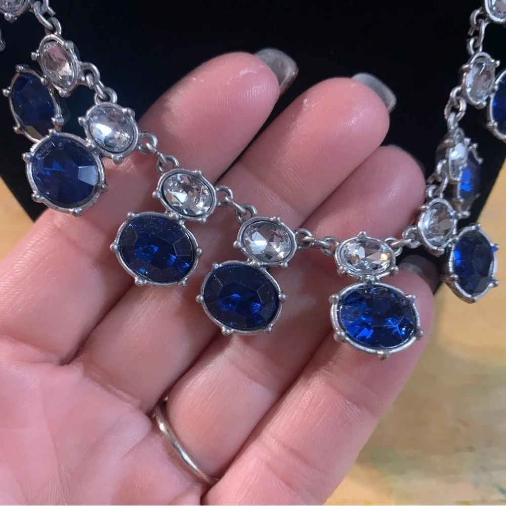 Avon Fancy Collar Blue Gemstone Necklace. NIB 2010